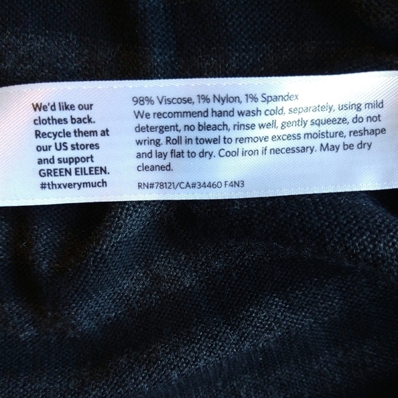 Eileen Fisher Black Gray Striped Cowl Neck Lightweight Sweater Boxy Oversized - Picture 9 of 9